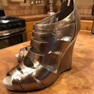 Silver wedge shoes